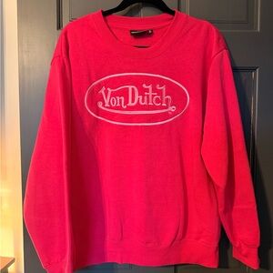 Von Dutch Crewneck Sweatshirt in Hot Pink with White Logo